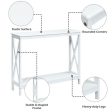 2-Tier Console X-Design Sofa Side Accent Table-White Discount