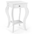 2-Tier End Table with Drawer and Shelf for Living Room Bedroom-White Discount