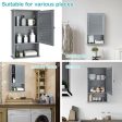 Bathroom Wall Mount Storage Cabinet Single Door with Height Adjustable Shelf-Gray Cheap