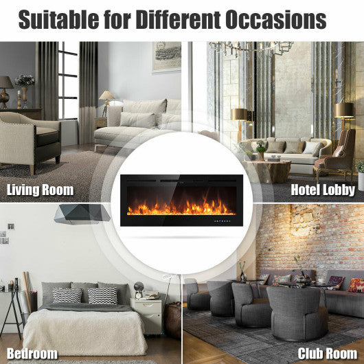 50 Inch Recessed Electric Insert Wall Mounted Fireplace with Adjustable Brightness Sale