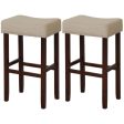 2 Set of 29 Inch Height Upholstered Bar Stool with Solid Rubber Wood Legs and Footrest-Beige For Sale