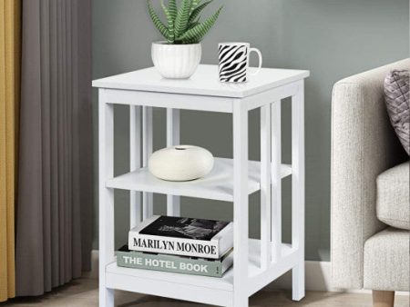 2 Pieces 3-Tier Nightstand with Reinforced Bars and Stable Structure-White Hot on Sale