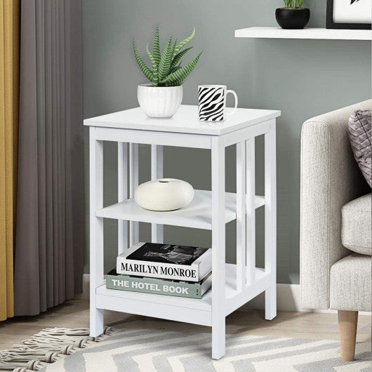 2 Pieces 3-Tier Nightstand with Reinforced Bars and Stable Structure-White Hot on Sale