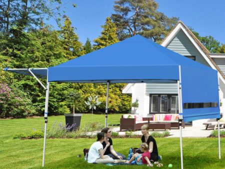 17 Feet x 10 Feet Foldable Pop Up Canopy with Adjustable Instant Sun Shelter-Blue Fashion