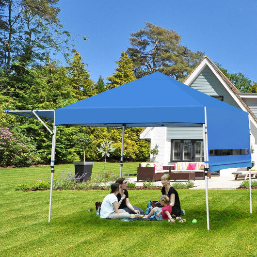 17 Feet x 10 Feet Foldable Pop Up Canopy with Adjustable Instant Sun Shelter-Blue Fashion