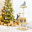 4 Levels Modern Wood Cat Tower with Washable Mats-Walnut For Discount