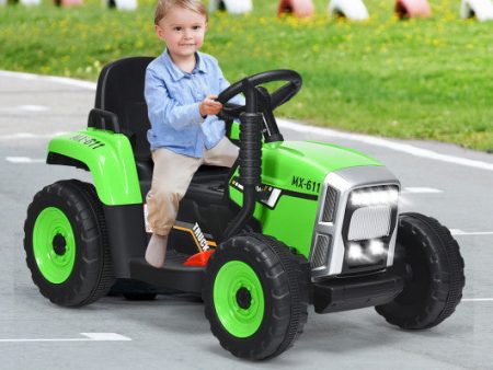 12V Ride on Tractor with 3-Gear-Shift Ground Loader for Kids 3+ Years Old-Green Online Hot Sale