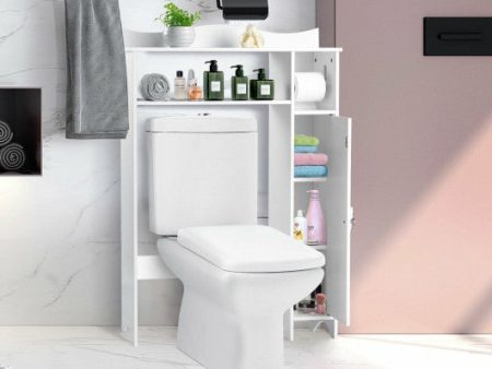 Wood Over the Toilet Bathroom Space Saver with Paper Holder and Shelf Online now