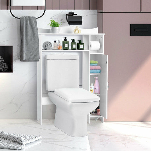 Wood Over the Toilet Bathroom Space Saver with Paper Holder and Shelf Online now