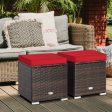 2 Pieces Patio Ottoman with Removable Cushions-Red Discount