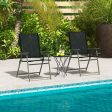 2 Pieces Patio Folding Chairs with Armrests for Deck Garden Yard-Black & Gray on Sale