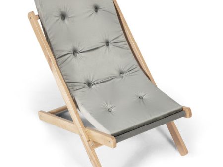 3-Position Adjustable and Foldable Wood Beach Sling Chair with Free Cushion-Gray Online