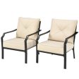 2 Pieces Patio Dining Set with Padded Cushions Armrest Steel Frame Online