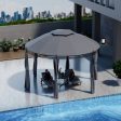 11.5 ft Outdoor Patio Round Dome Gazebo Canopy Shelter with Double Roof Steel-Gray For Cheap