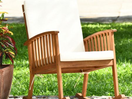 Outdoor Acacia Wood Rocking Chair with Detachable Washable Cushions Online Hot Sale