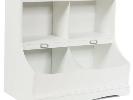 Kids Floor Cabinet Multi-Functional Bookcase -White Fashion