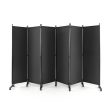 6 Panel 5.7 Feet Tall Rolling Room Divider on Wheels-Gray Online