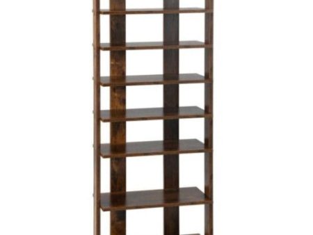 7 Tiers Vertical Shoe Rack for Front Door-Rustic Brown on Sale