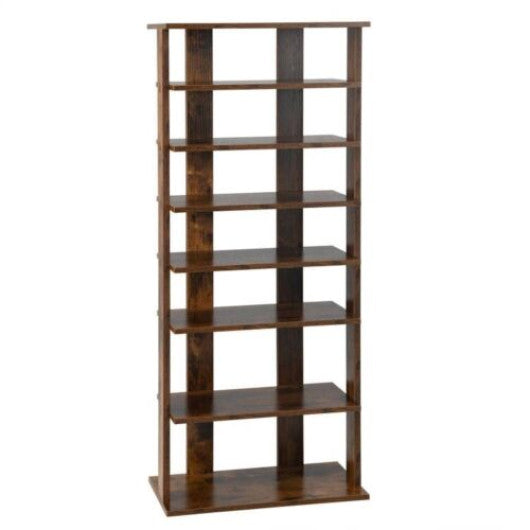 7 Tiers Vertical Shoe Rack for Front Door-Rustic Brown on Sale