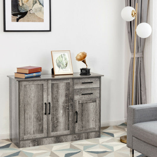 Buffet Storage Cabinet  Kitchen Sideboard with 2 Drawers-Gray For Sale