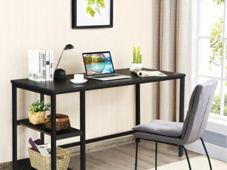 47  55  Computer Desk Office Study Table Workstation Home with Adjustable Shelf Black-L Fashion