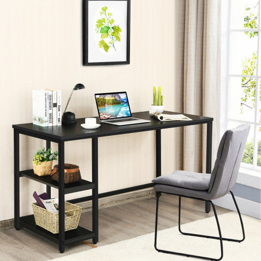 47  55  Computer Desk Office Study Table Workstation Home with Adjustable Shelf Black-L Fashion