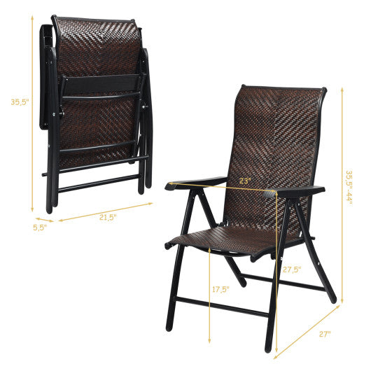 2 Pieces Patio Rattan Folding Reclining Chair Online