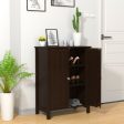 2-Door Bathroom Floor Storage Cabinet Space Saver Organizer-Brown Fashion