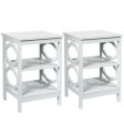 2 Pieces 3-tier Nightstand Sofa Side End Accent Table Storage Display Shelf-White Hot on Sale