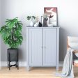 2-Door Bathroom Floor Storage Cabinet Space Saver Organizer-Gray Sale