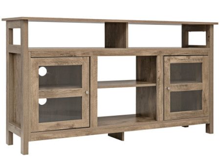 58 Inch TV Stand Entertainment Console Center with 2 Cabinets-Natural Discount