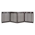 24 Inch Folding Wooden Freestanding Pet Gate Dog Gate with 360° Hinge -Dark Brown Online