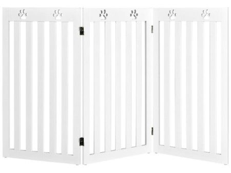 36 Inch Folding Wooden Freestanding Pet Gate Dog Gate with 360° Flexible Hinge-White Cheap