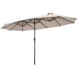 15 Feet Patio Double-Sided Umbrella with Hand-Crank System-Beige Online Hot Sale