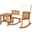 2 Pieces Acacia Wood Patio Rocking Chair Table Set Fashion