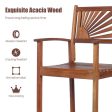 2 Pieces Outdoor Acacia Wood Bar Chairs with Sunflower Backrest and Armrests Discount