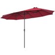 15 Feet Patio Double-Sided Umbrella with Hand-Crank System-Dark Red Cheap