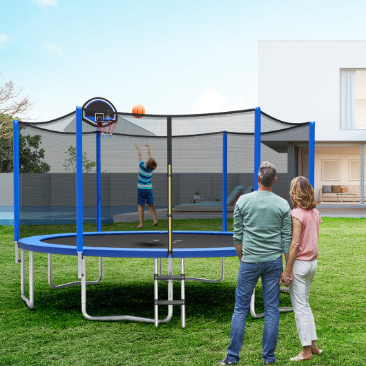 12 14 15 16 Feet Outdoor Recreational Trampoline with Enclosure Net-14 ft on Sale