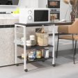 3-Tier Kitchen Baker s Rack Microwave Oven Storage Cart with Hooks-Deep Brown Fashion