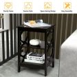 2 Pieces 3-tier Nightstand Sofa Side End Accent Table Storage Display Shelf-Black Fashion