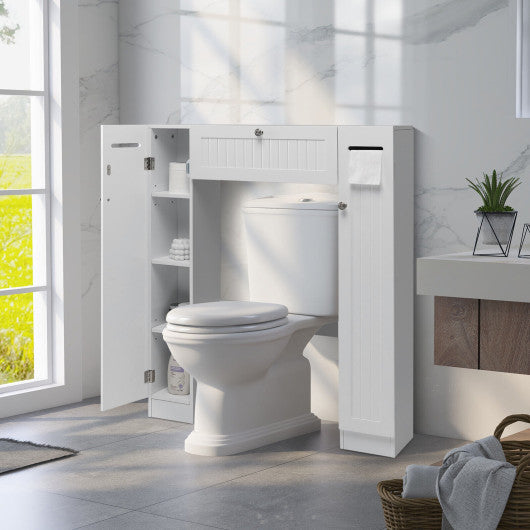 2-Door Freestanding Toilet Sorage Cabinet with Adjustable Shelves and Toilet Paper Holders For Cheap