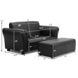 Black White Kids Double Sofa with Ottoman-Black Sale