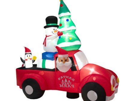 8 Feet Wide Inflatable Santa Claus Driving a Car with LED and Air Blower Online now