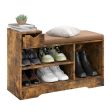 Entryway Storage Shoe Bench with 1 Storage Drawer and 3 Open Compartments-Rustic Brown For Cheap