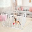 Adjustable  Panel Baby Safe Metal Gate Play Yard-White Discount