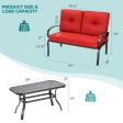 2 Pieces Patio Outdoor Cushioned Coffee Table Seat-Red Supply