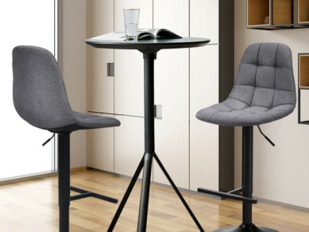 2Pcs Adjustable Bar Stools Swivel Counter Height Linen Chairs -Gray Cheap