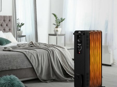 1500 W Oil-Filled Heater Portable Radiator Space Heater with Adjustable Thermostat-Black Supply