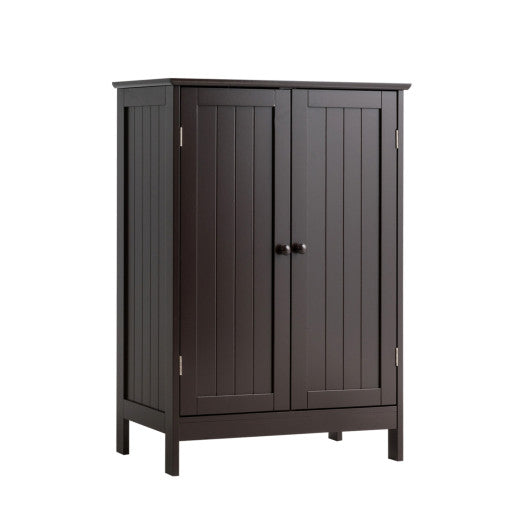 Bathroom Floor Storage Double Door Cupboard Cabinet-Brown For Sale