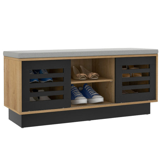 Shoe Bench with 6 Storage Compartments and 3 Adjustable Shelves-Natural Fashion